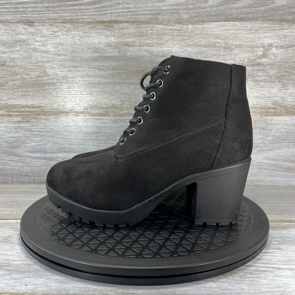 Forever Plus Womens Chunky Heel Platform Side Zipper Booties Size 7.5 - Picture 1 of 8